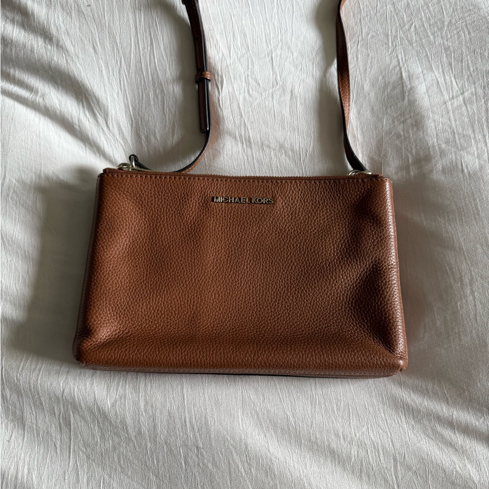 Michael Kors Tan Brown Faux Leather Crossbody Purse